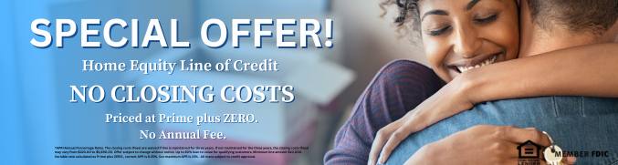 NO Closing Costs Home Equity Line of Credit