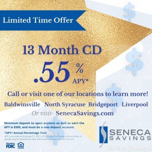 seneca savings special limited time offer cd rate