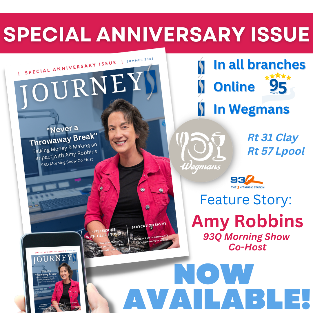 Seneca Savings special anniversary issue featuring amy robbins of 93q morning show 